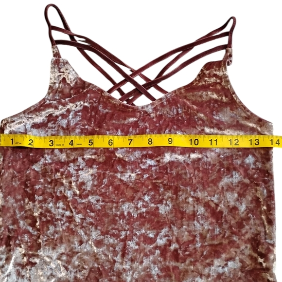 American Eagle M Tank Top Pink Crushed Velvet Cami Strap Fairy Whimsigoth Grunge - Picture 4 of 7